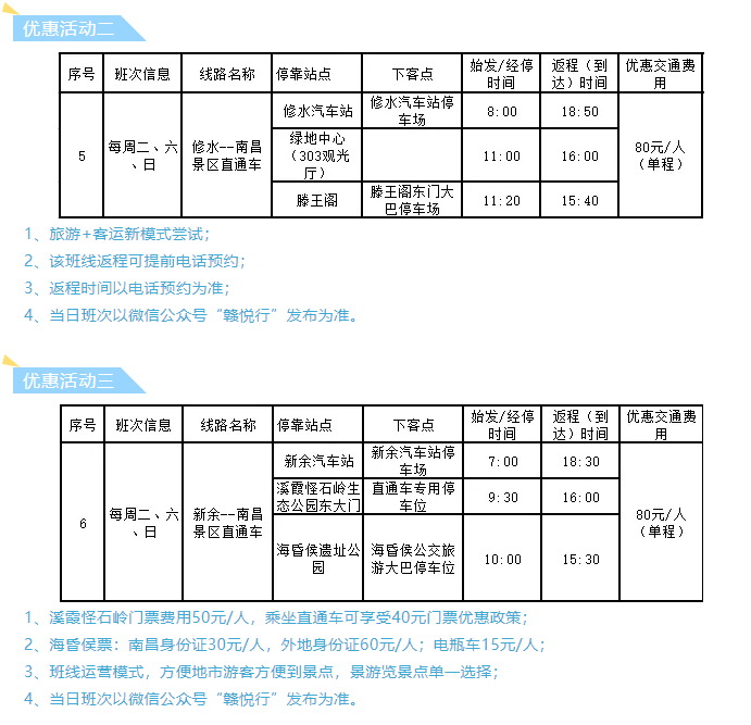 都市城際公交景區直通車暑期班次時(shí)刻表
